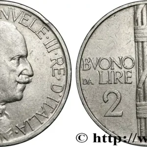 Fait Main ITALIE Bon pour 2 Lire (Buono da Lire 2) Victor Emmanuel III / faisceau de licteur 1923 Rome fwo_853339 Monde