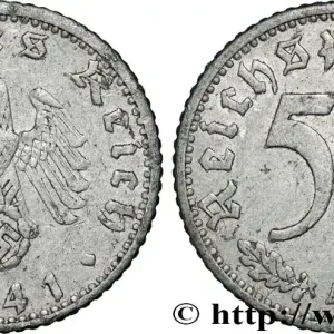 Certifié ALLEMAGNE 50 Reichspfennig aigle héraldique sur swastika 1941 Berlin fwo_854471 Monde