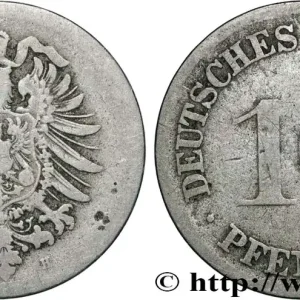 ALLEMAGNE 10 Pfennig aigle héraldique 1874 Stuttgart fwo_865427 Monde Réduction