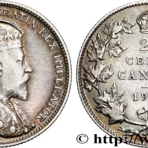 CANADA 25 Cents Edouard VII 1909 fwo_867412 Monde Réduction
