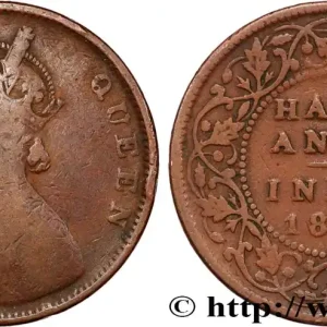 Certifié INDES BRITANNIQUES 1/2 Anna Victoria 1862 Bombay fwo_875690 Monde