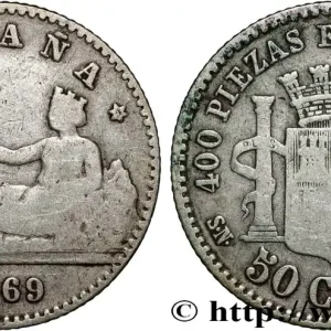 ESPAGNE 50 Centimos “ESPAÑA” 1869 Madrid fwo_875975 Monde Vente Flash