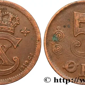 Paiement Sécurisé DANEMARK 5 Ore Christian X 1919 Copenhague fwo_876828 Monde