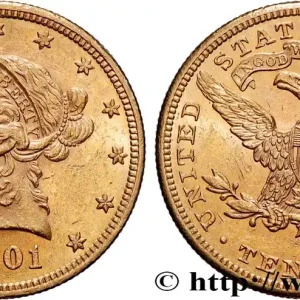 Usine Directe OR, PALLADIUM ET PLATINE INVESTISSEMENT 10 Dollars "Liberty" 1901 Philadelphie fwo_877023 Monde