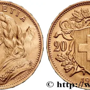 OR, PALLADIUM ET PLATINE INVESTISSEMENT 20 Francs "Vreneli" 1922 Berne fwo_877137 Monde Garantie Incluse