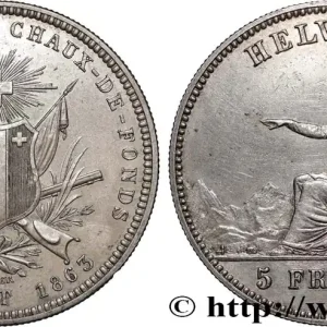 Meilleure Vente SUISSE 5 Francs Tir fédéral de la Chaux-de-Fond 1863 fwo_873472 Monde
