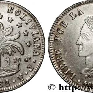 BOLIVIE 8 Soles Simon Bolivar 1861 Potosi fwo_875666 Monde Affaire À Saisir