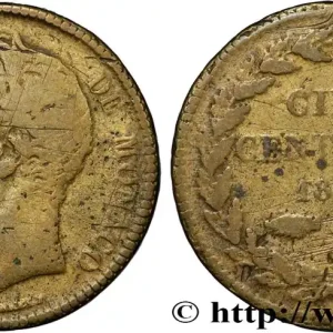 MONACO 5 Centimes Honoré V grosse tête en cuivre jaune 1837 Monaco fwo_857017 Monde Nouvelle Collection