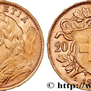 Garantie Incluse OR, PALLADIUM ET PLATINE INVESTISSEMENT 20 Francs "Vreneli" 1935 Berne fwo_864386 Monde