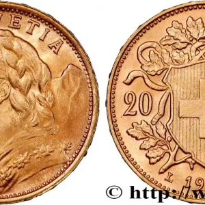 OR, PALLADIUM ET PLATINE INVESTISSEMENT 20 Francs "Vreneli" 1935 Berne fwo_864388 Monde Bon Marché