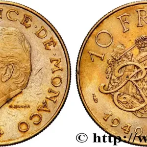 MONACO 10 Francs 25e anniversaire du règne de Rainier III 1974 Paris fwo_866012 Monde Expédié Aujourd’hui
