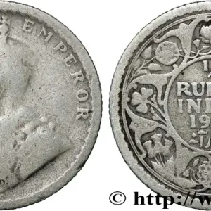 Fait Main INDES BRITANNIQUES 1/4 Roupie Georges V couronné 1916 Calcutta fwo_868582 Monde