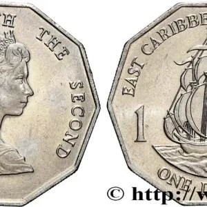 Original ÉTATS DE LA CARAÏBE ORIENTALE 1 Dollar Elisabeth II / le ‘Golden Hind’ 1989 fwo_873865 Monde
