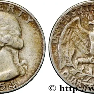 ÉTATS-UNIS D'AMÉRIQUE 1/4 Dollar Georges Washington 1954 Philadelphie fwo_878397 Monde Meilleur Choix