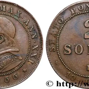 ITALIE - ÉTATS DU PAPE - PIE IX (Jean-Marie Mastai Ferretti) 2 Soldi an XXI 1866 Rome fwo_878458 Monde Dernier Modèle