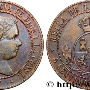 ESPAGNE 5 Centimos de Escudo Isabelle II 1867 Oeschger Mesdach & CO fwo_878536 Monde Top Vente