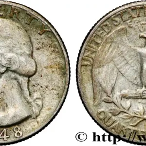 ÉTATS-UNIS D'AMÉRIQUE 1/4 Dollar Georges Washington 1948 Philadelphie fwo_878608 Monde Meilleure Vente