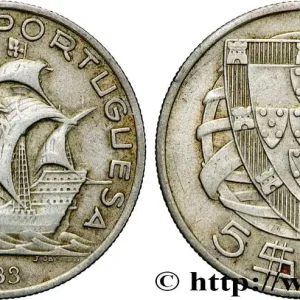 PORTUGAL 5 Escudos emblème 1933 fwo_878612 Monde Nouvel Arrivage