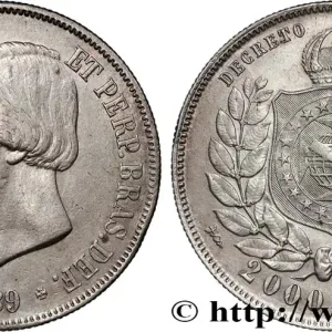 BRÉSIL - EMPIRE DU BRÉSIL - PIERRE II 2000 Reis 1889 fwo_876673 Monde Achat Immédiat