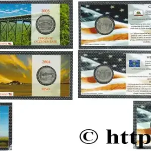 ÉTATS-UNIS D'AMÉRIQUE Lot de cinq monnaies 1/4 Dollar 2004-2005 Philadelphie-Denver fwo_832374 Monde Petit Prix