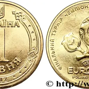 UKRAINE 1 Hryvnia Euro 2012 de Football UEFA logo 2012 fwo_839907 Monde Quantité Limitée