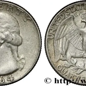 Expédition Rapide ÉTATS-UNIS D'AMÉRIQUE 1/4 Dollar Georges Washington 1964 Philadelphie fwo_854574 Monde