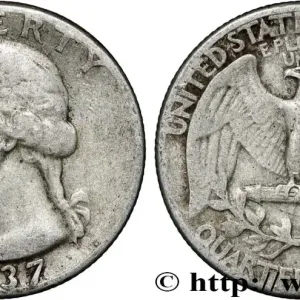 ÉTATS-UNIS D'AMÉRIQUE 1/4 Dollar Georges Washington 1937 Philadelphie fwo_856765 Monde Acheter Direct