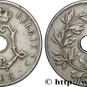 Seulement Aujourd’hui BELGIQUE 25 Centiemen (Centimes) Léopold II 1908 fwo_858263 Monde