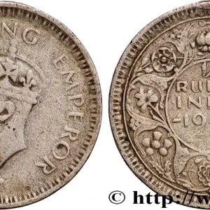 Offre Spéciale INDES BRITANNIQUES 1/4 Rupee (Roupie) Georges VI couronné 1944 Bombay fwo_859073 Monde