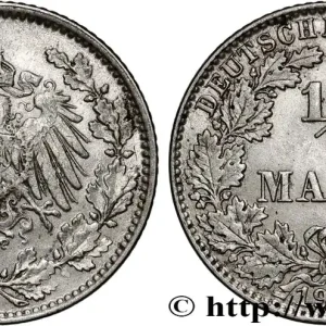 Fait Main ALLEMAGNE 1/2 Mark Empire aigle impérial 1914 Hambourg - J fwo_862437 Monde