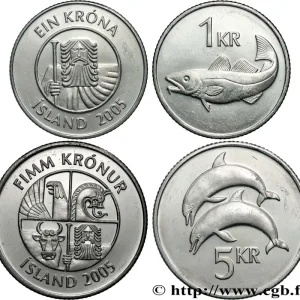 Livraison Mondiale ISLANDE Lot 1 Krona et 5 Kronur 2005 fwo_863744 Monde