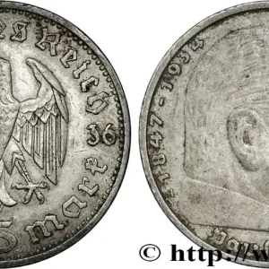 Expédié Aujourd’hui ALLEMAGNE 5 Reichsmark Maréchal Paul von Hindenburg 1936 Berlin fwo_868437 Monde