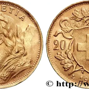 OR, PALLADIUM ET PLATINE INVESTISSEMENT 20 Francs "Vreneli" 1935 Berne fwo_877154 Monde Nouvel Arrivage