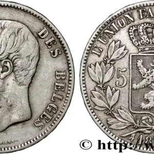BELGIQUE 5 Francs Léopold II 1870 fwo_879835 Monde Prix Promo