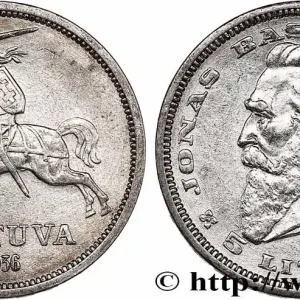 Soldes LITUANIE 5 Litai chevalier Vitis / Dr Jonas Basanavicius 1936 fwo_749313 Monde