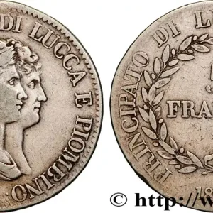 ITALIE - PRINCIPAUTÉ DE LUCQUES ET PIOMBINO - FÉLIX BACCIOCHI et ÉLISA BONAPARTE 5 Franchi 1807 Florence fwo_879691 Monde Affaire À Saisir