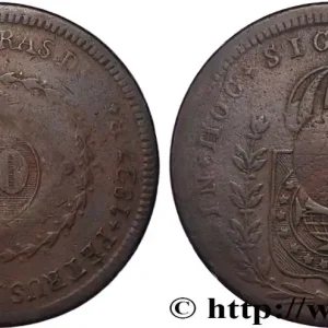 BRÉSIL - EMPIRE DU BRÉSIL - PIERRE II 20 Réis contremarqué sur une 40 Réis de 1827 (1835) Rio de Janeiro fwo_822045 Monde Premium