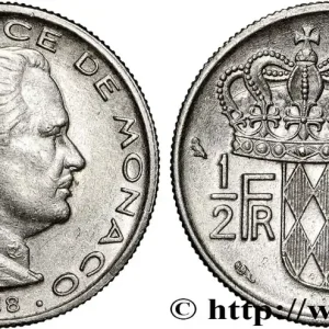 Paiement Sécurisé MONACO 1/2 Franc Rainier III 1968 Paris fwo_833178 Monde