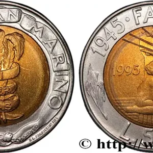 Tendance SAINT-MARIN 500 Lire FAO : bannière Libertas / enfant au pied d’un épi de blé 1995 Rome - R fwo_837733 Monde