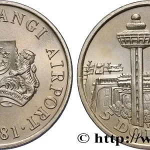 Gros Lot SINGAPOUR 5 Dollars aéroport de Changi : emblème vue de l’aéroport 1981 fwo_846272 Monde