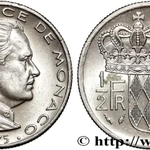 Seulement Aujourd’hui MONACO 1/2 Franc Rainier III 1975 Paris fwo_848999 Monde