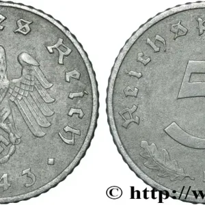 Prix Bas ALLEMAGNE 5 Reichspfennig aigle surmontant une swastika 1943 Stuttgart fwo_854481 Monde