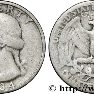 Satisfait Ou Remboursé ÉTATS-UNIS D'AMÉRIQUE 1/4 Dollar Georges Washington 1934 Philadelphie fwo_858810 Monde