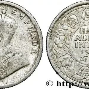 Populaire INDES BRITANNIQUES 1/2 Rupee (Roupie) Georges V 1921 Calcutta fwo_867458 Monde