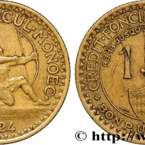 MONACO 1 Franc émission du Crédit Foncier de Monaco 1924 Poissy fwo_881234 Monde Livraison Gratuite