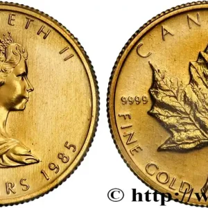 Satisfait Ou Remboursé OR, PALLADIUM ET PLATINE INVESTISSEMENT 1/10 Oz - 5 Dollars or "Maple leaf" 1985 fwo_881648 Monde
