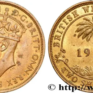AFRIQUE OCCIDENTALE BRITANNIQUE 2 Shillings Georges VI 1942 Kings Norton - KN fwo_881721 Monde Prix Bas