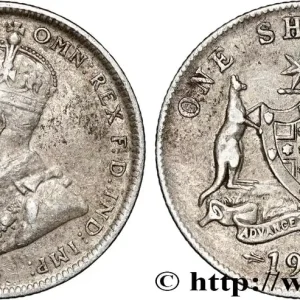Meilleur Choix AUSTRALIE 1 Shilling Georges V / écu encadré par un kangoorou et un émeu 1917 Melbourne fwo_882283 Monde