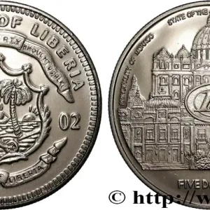 Achat Immédiat LIBERIA 5 Dollars Introduction de l’Euro 2002 fwo_882454 Monde