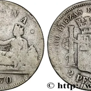 ESPAGNE 2 Pesetas “ESPAÑA” 1870 Madrid fwo_882536 Monde Dernière Chance
